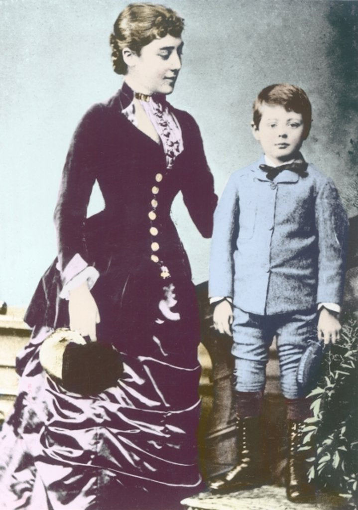 Winston Churchill with his mother, Lady Randolph Churchill by English Photographer