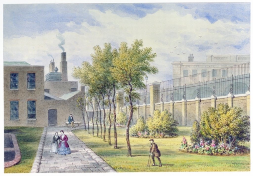 Detail of Garden of St. Thomas's Hospital, Southwark, London by Thomas Hosmer Shepherd