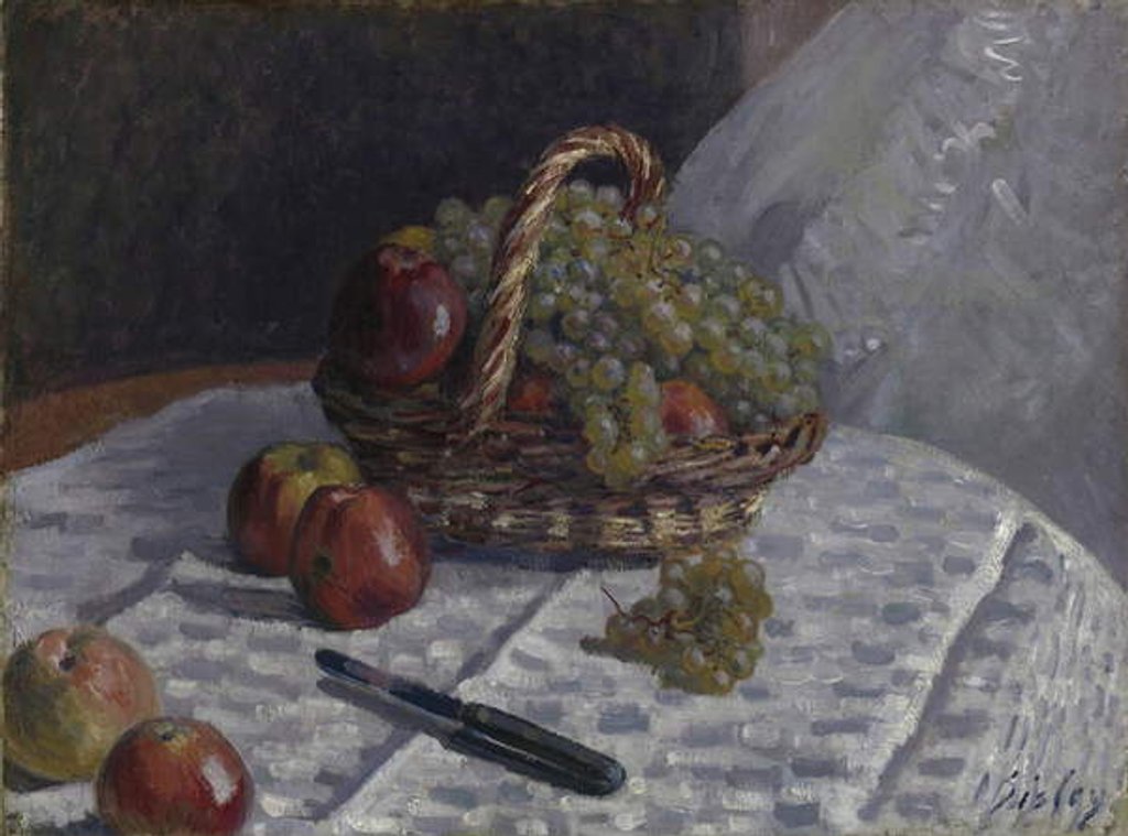 Detail of Apples and Grapes in a Basket, c.1880-81 by Alfred Sisley