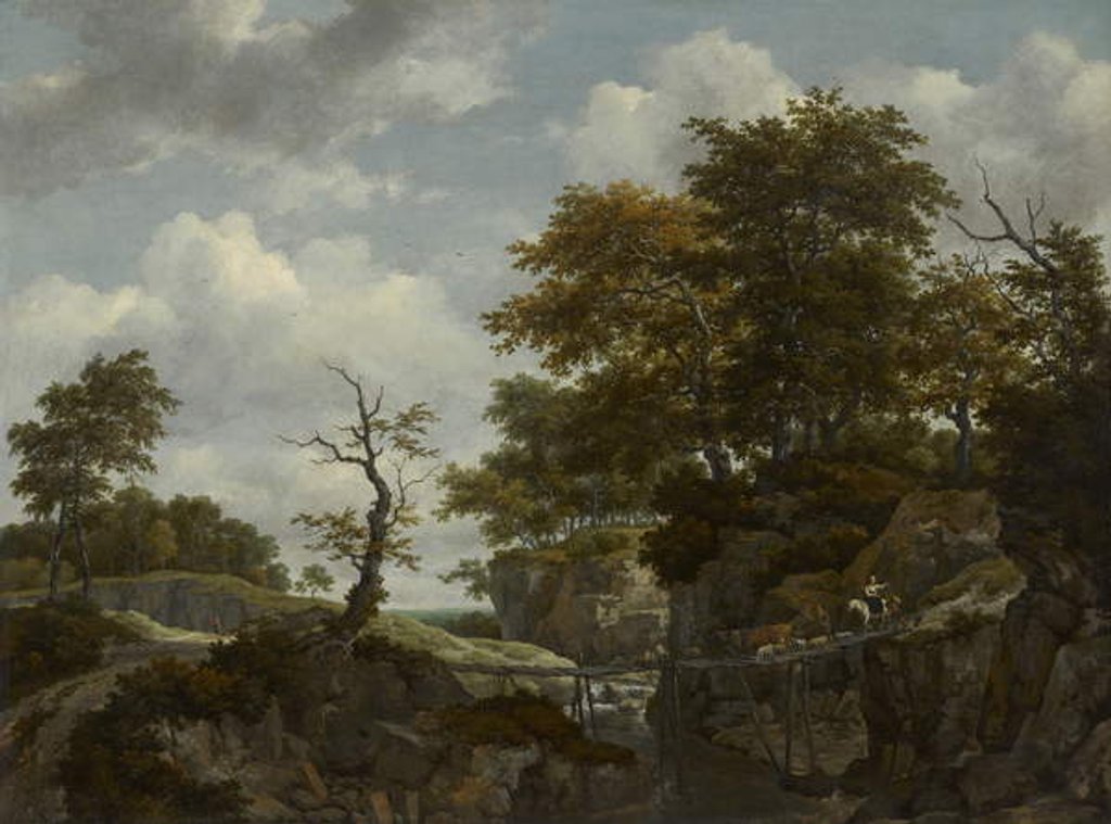 Detail of Landscape with Bridge, Cattle and Figures, c.1660 by Jacob Isaaksz.