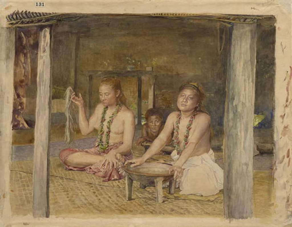 Detail of Siva with Siakumu Making Kava in Tofae's House, c.1893 by John La Farge or Lafarge