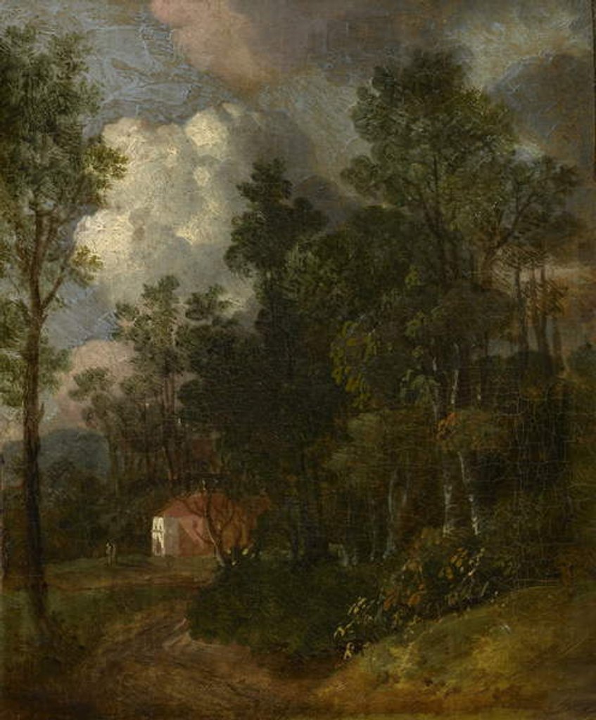 Detail of A Wooded Landscape with Figures by a House, c.1752 by Thomas Gainsborough