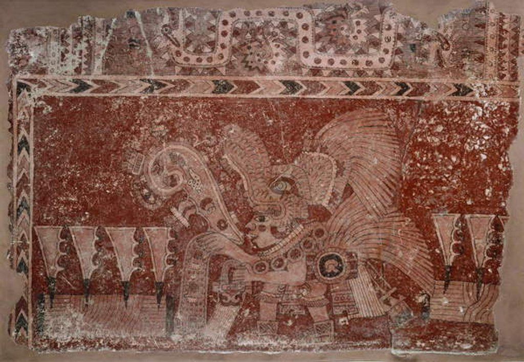 Detail of Mural Fragment with Elite Male and Maguey Cactus Leaves, Teotihuacán style, Classic Period, 500-550 by School Mexican