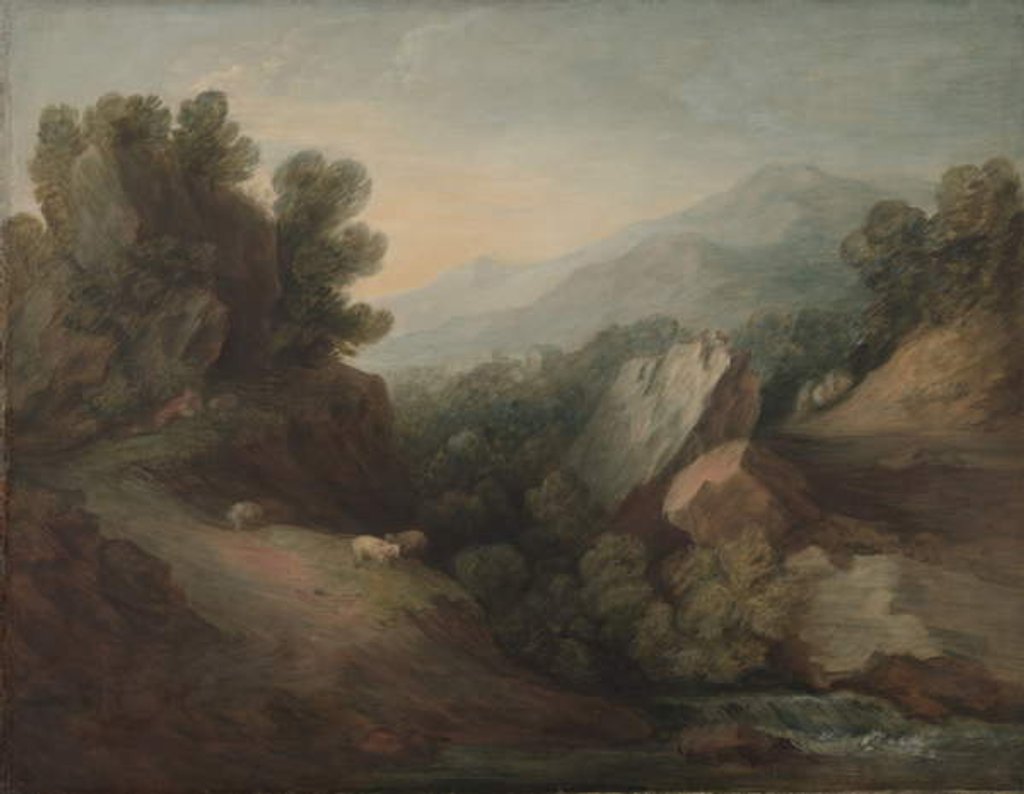 Detail of Rocky, Wooded Landscape with a Dell and Weir, c.1782-83 by Thomas Gainsborough