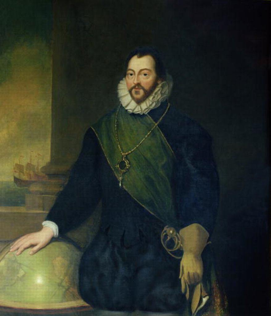 Detail of Sir Francis Drake by Samuel Lane