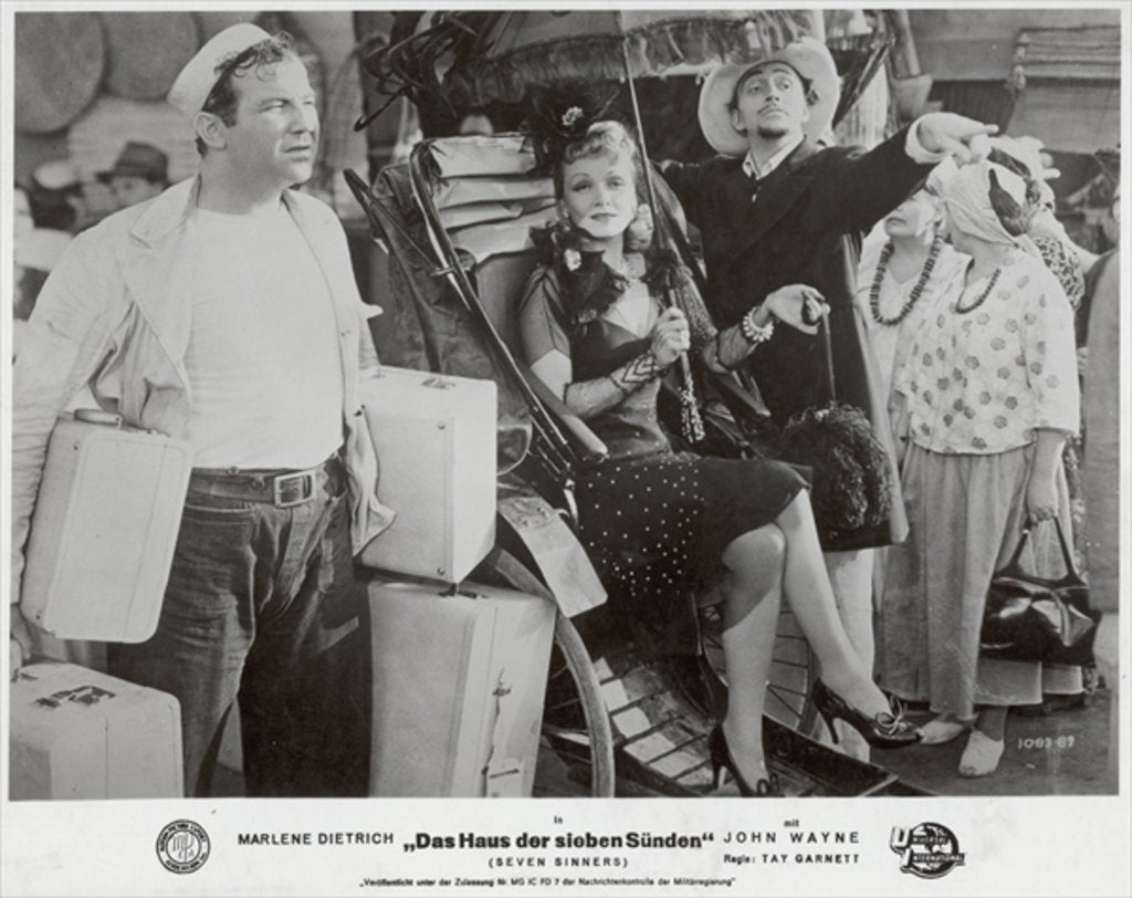 Detail of Still from the film 'Seven Sinners' with Marlene Dietrich, Broderick Crawford and Mischa Auer, 1940 by Photographer German