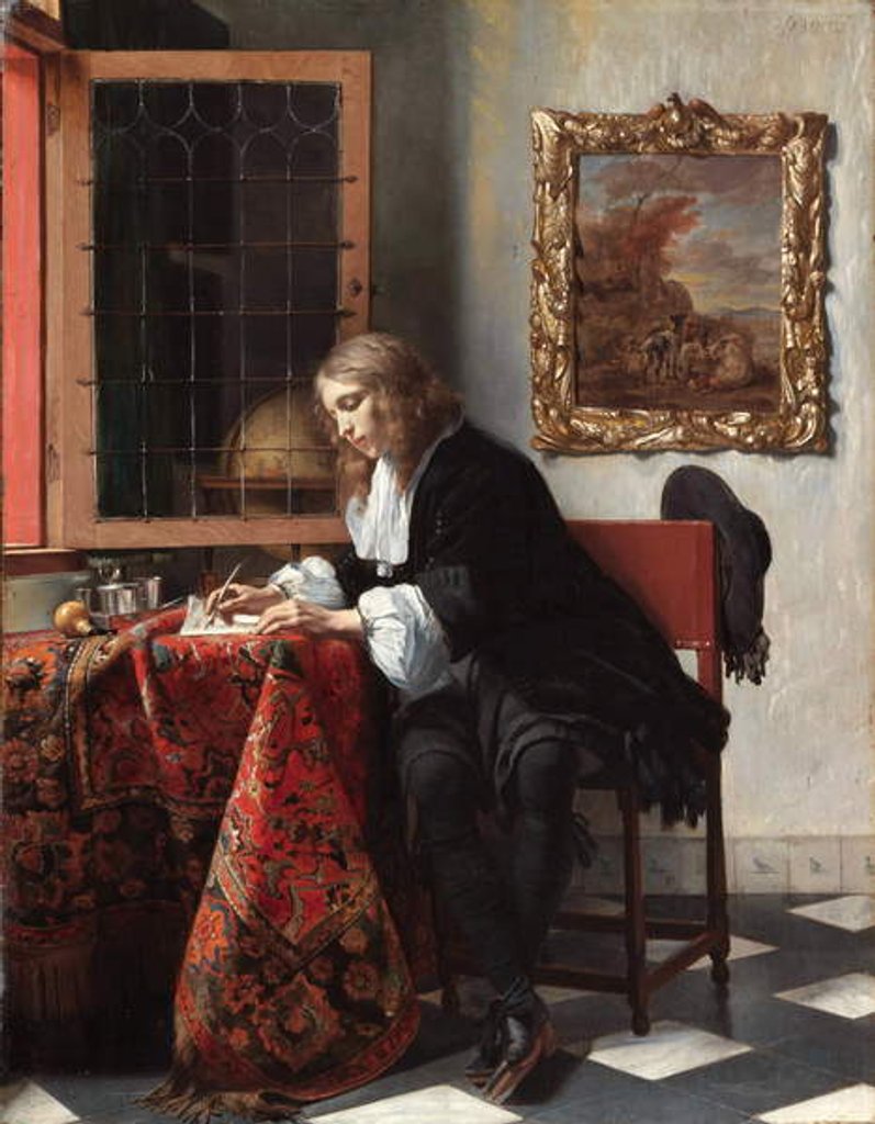 Detail of Young man writing a letter, circa 1664-1666 by Anonymous