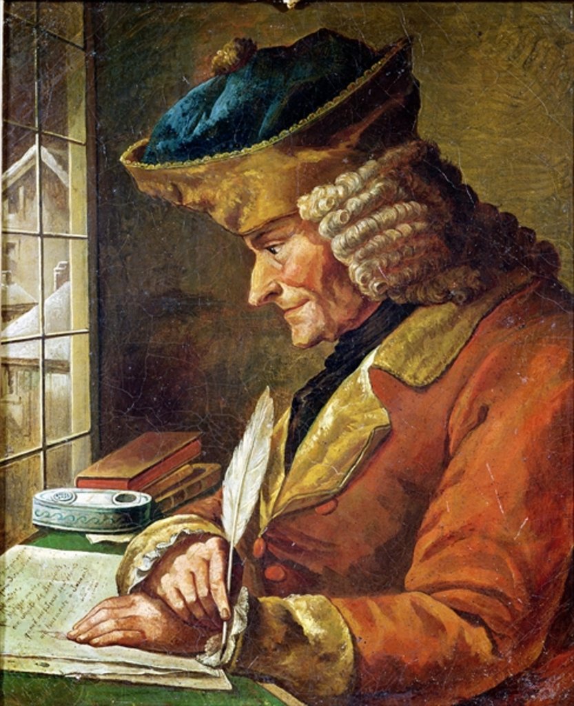 Detail of Voltaire in his Study by French School