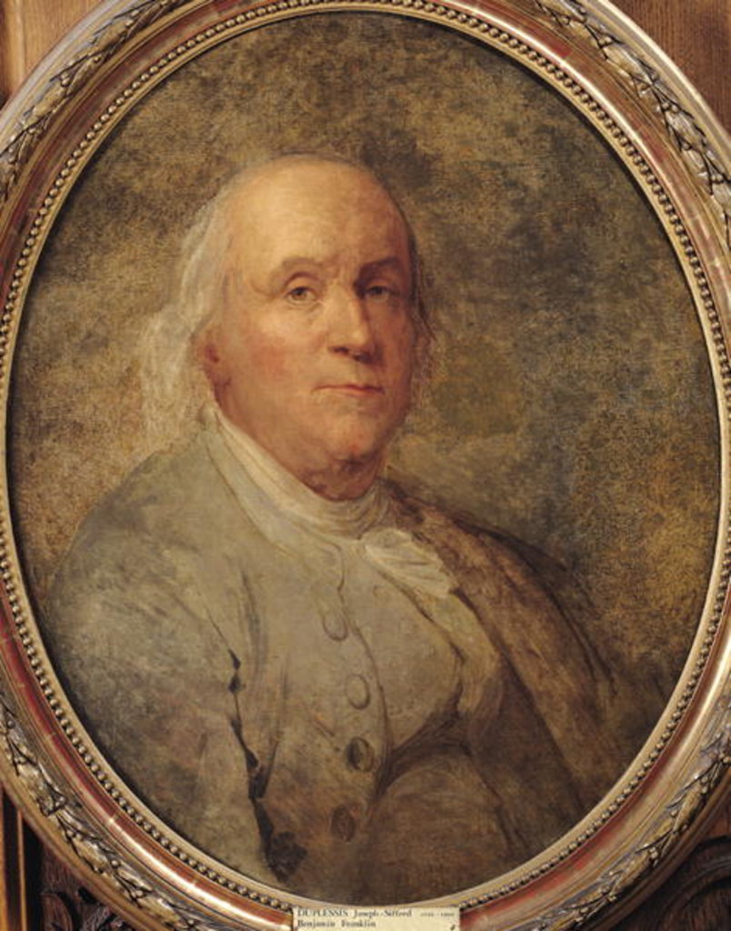 Detail of Portrait of Benjamin Franklin by Joseph Siffred Duplessis