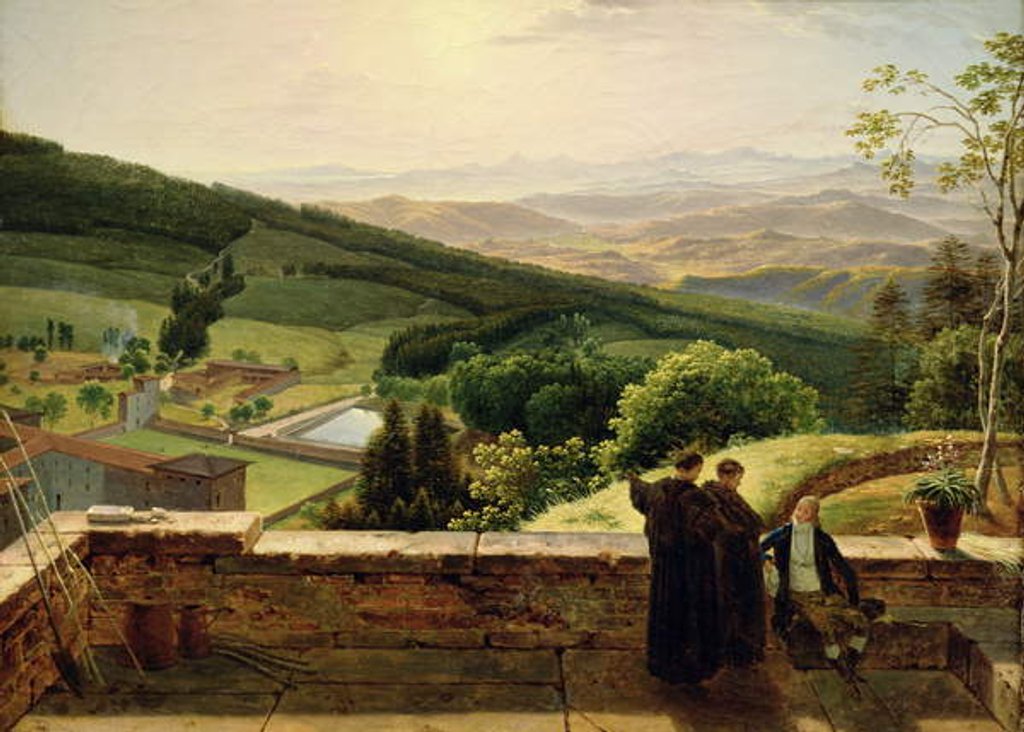 Detail of View of Vallombrosa, near Florence by Louis Gauffier