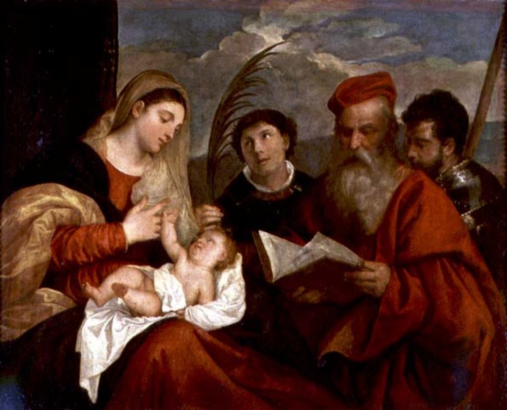 Detail of Madonna and Child with SS. Stephen, Jerome and Maurice by Titian