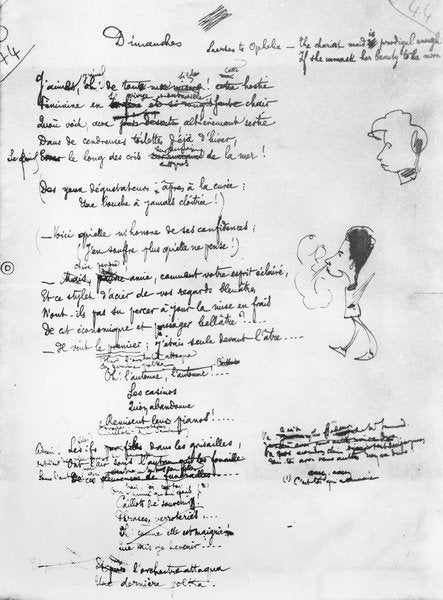 Detail of Illustrated draft of 'Dimanches' by Jules Laforgue