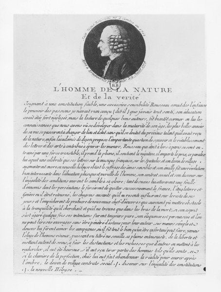 Detail of L'Homme de la Nature et de la Verité, Jean-Jacques Rousseau by French School