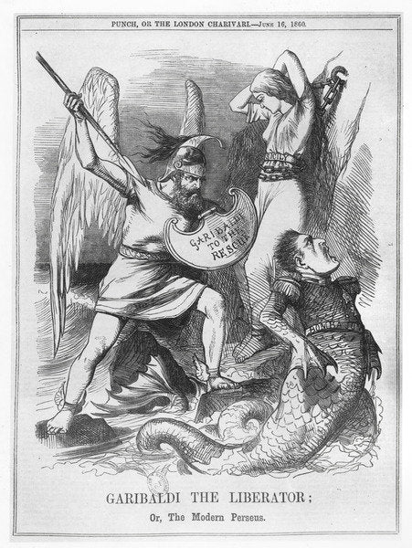 Detail of Garibaldi the Liberator, or The Modern Perseus by English School