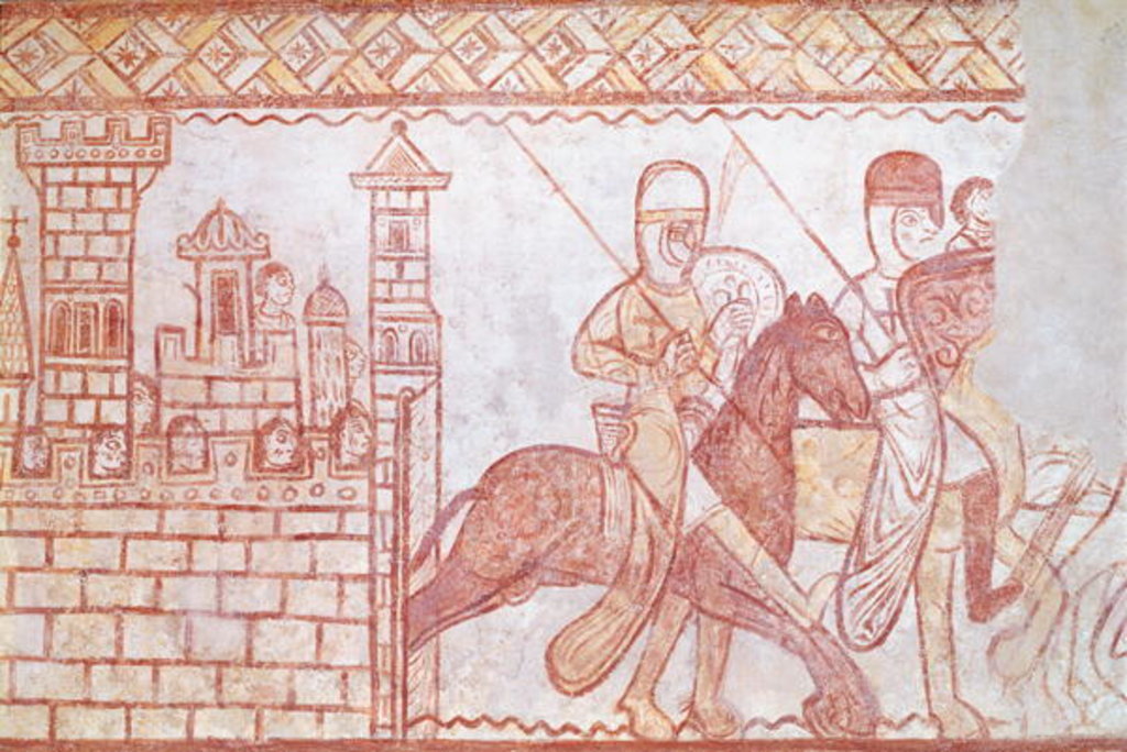Detail of Departure of the Crusaders in 1163 from the Syrian castle of Krak des Chevaliers for the Battle of Bocquée by French School