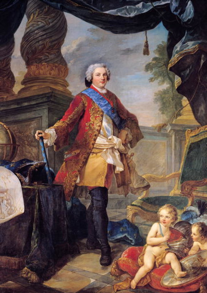 Detail of Louis Dauphin of France with a Plan of the Siege of Tournai, 1747 by Charles Joseph Natoire