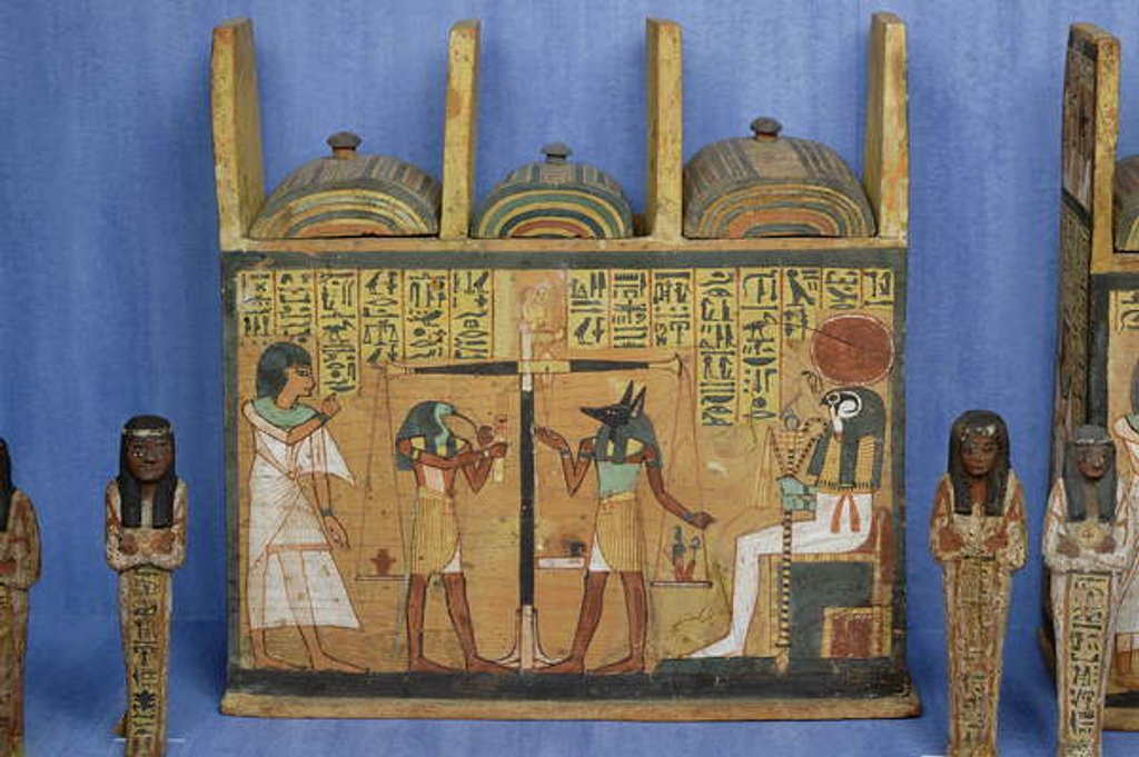 Detail of Ushabti casket with a scene of psychostasis, Third Intermediate Period by Egyptian 21st Dynasty