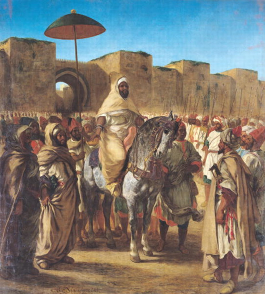 Detail of Muley Abd-ar-Rhaman, The Sultan of Morocco, leaving his Palace of Meknes with his entourage, March 1832, 1845 by Ferdinand Victor Eugene Delacroix