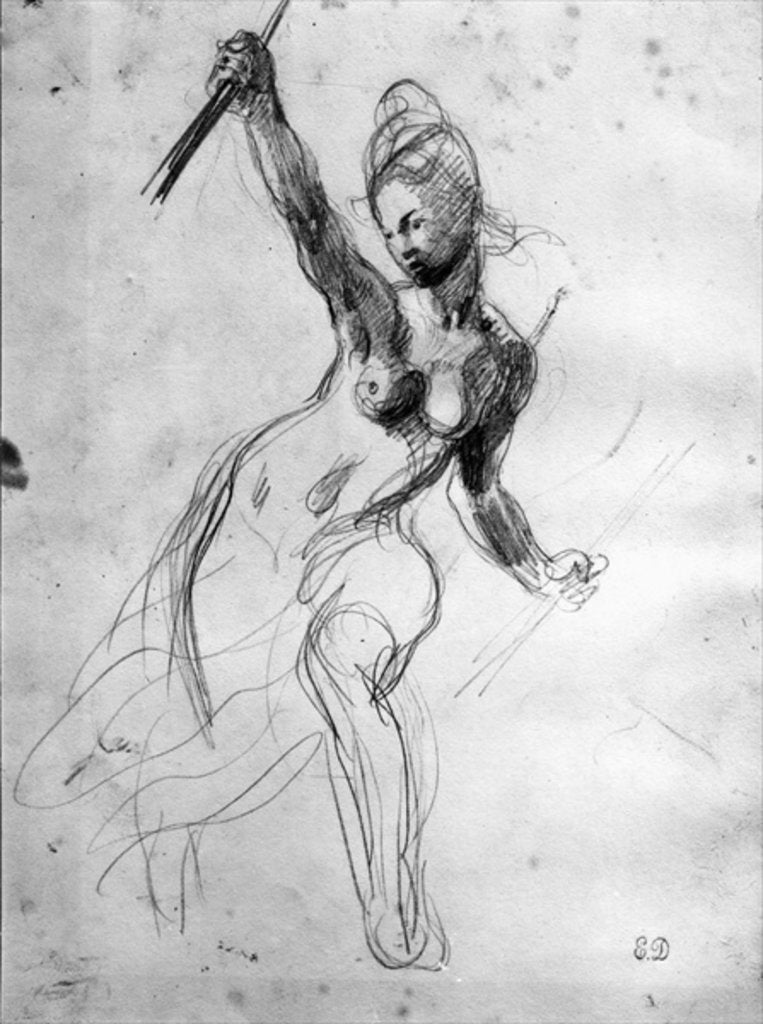 Detail of Female Nude, study for Liberty Leading the People by Ferdinand Victor Eugene Delacroix