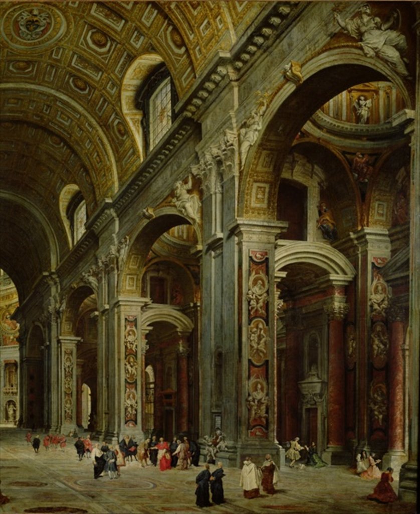 Detail of Cardinal Melchior de Polignac Visiting St. Peter's in Rome by Giovanni Paolo Pannini or Panini