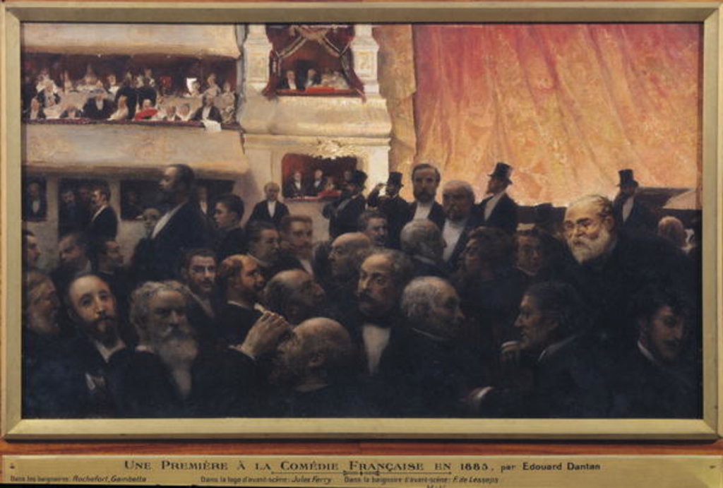 Detail of First Night at the Comedie Francaise in 1885 by Edouard-Joseph Dantan