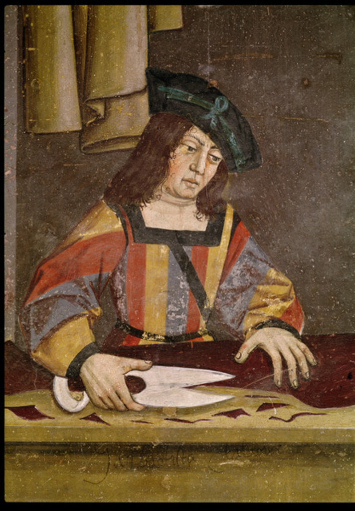 Detail of A Cloth Merchant Cutting Cloth by French School