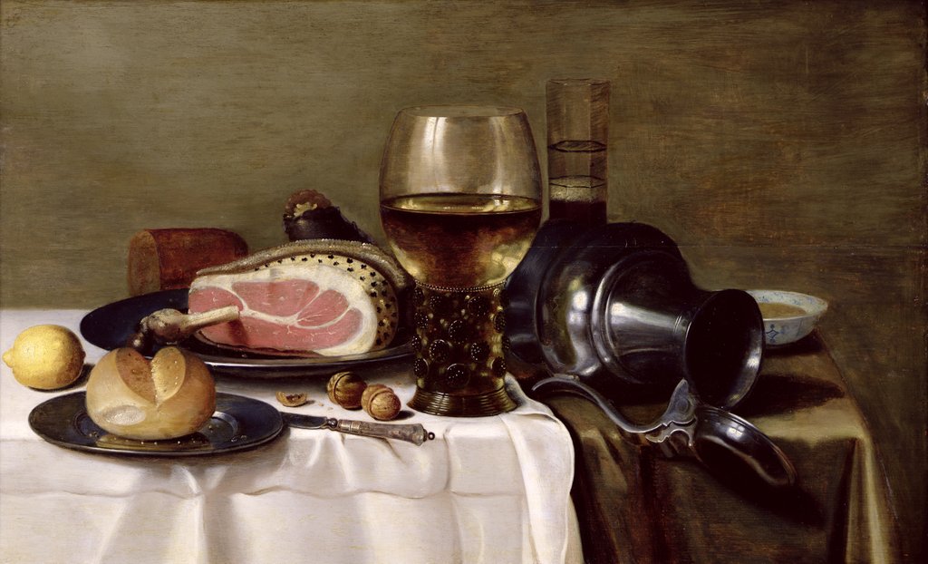 Detail of Still Life with Ham by Pieter Claesz