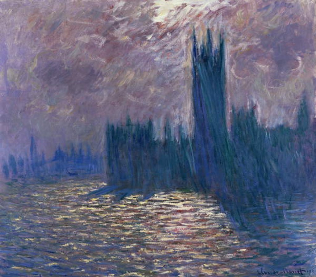 Detail of Parliament, Reflections on the Thames, 1905 by Claude Monet