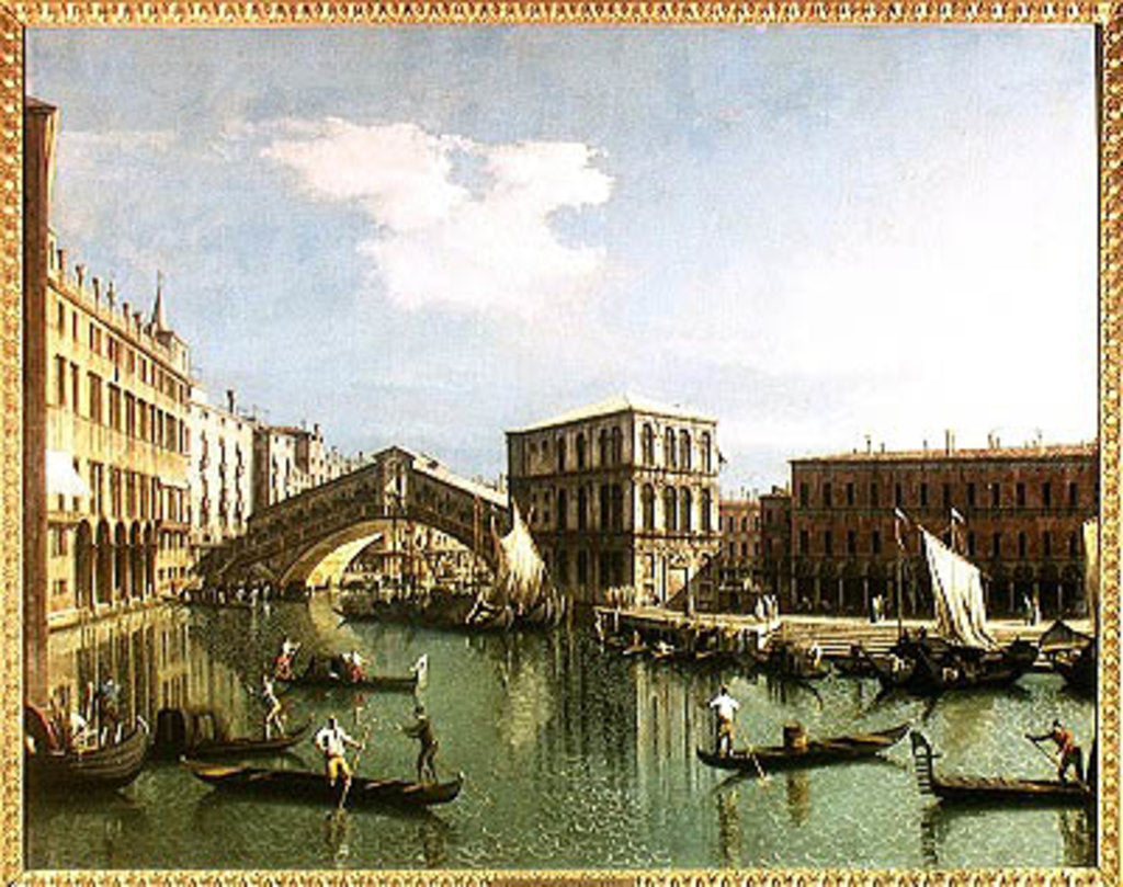 Detail of The Rialto Bridge, Venice by Canaletto