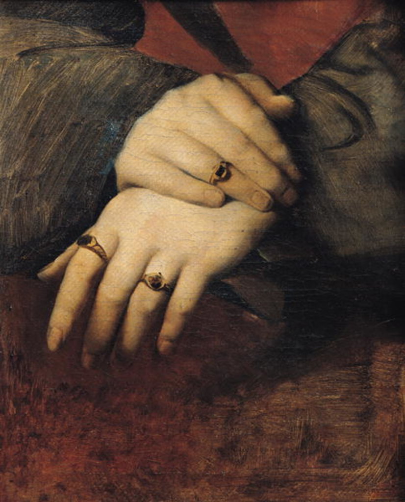 Detail of Study of a Woman's Hands, after the portrait of Maddalena Doni by Raphael by Jean Auguste Dominique Ingres