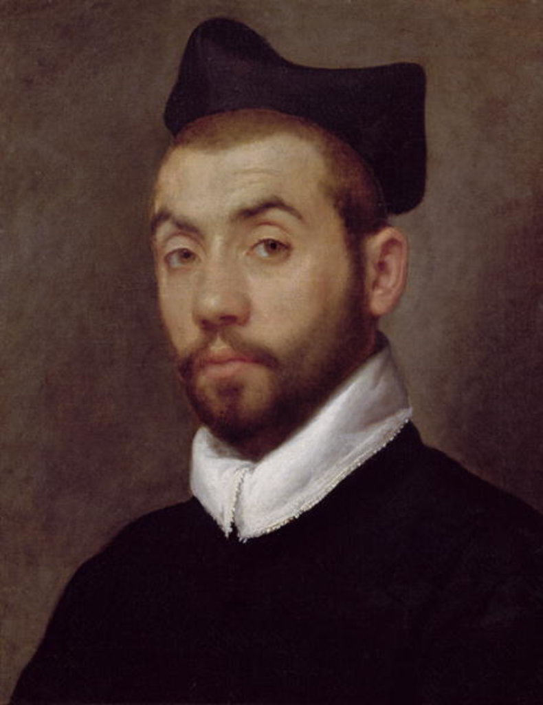 Detail of Portrait of a Man, presumed to be Clement Marot by Giovanni Battista Moroni