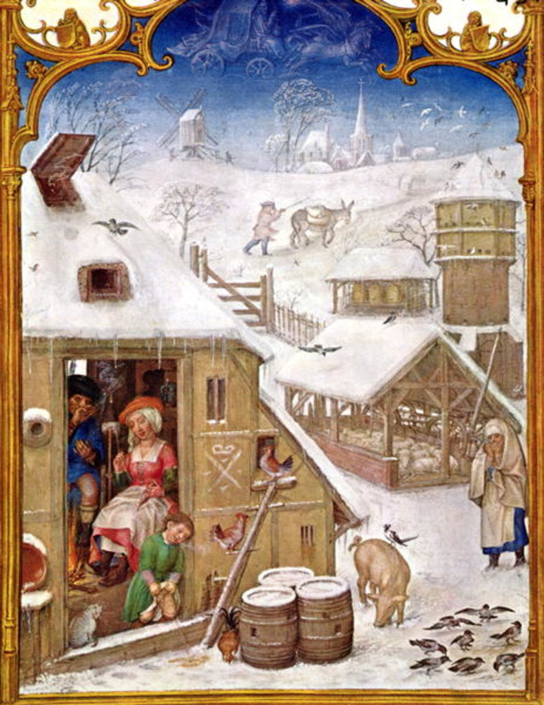 Detail of Fol.2v February: Peasant Life by Flemish School
