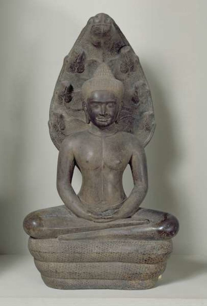Detail of Buddha seated in meditation on the Naga, Angkor by Cambodian