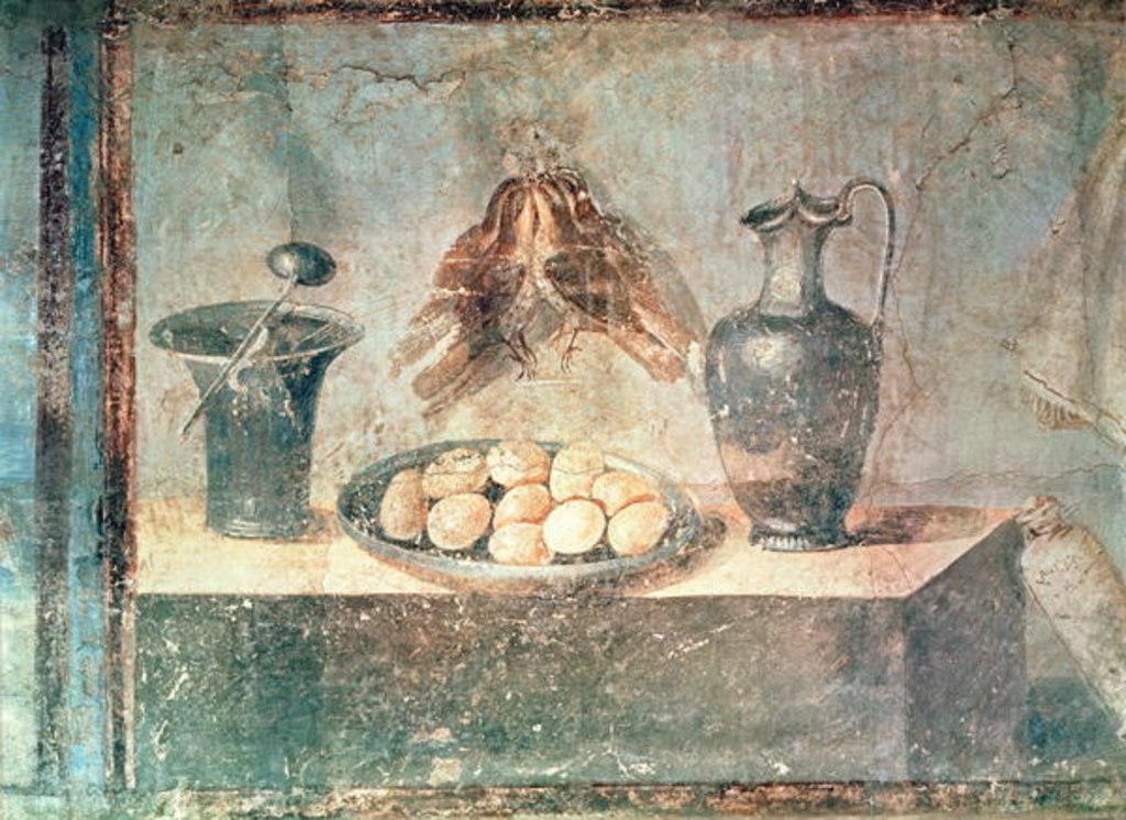 Still life with eggs and thrushes by Roman
