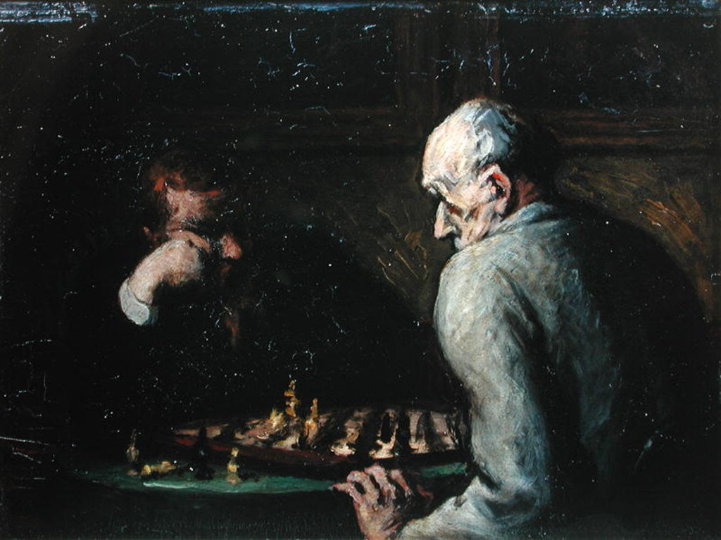 Detail of The Chess Players by Honore Daumier