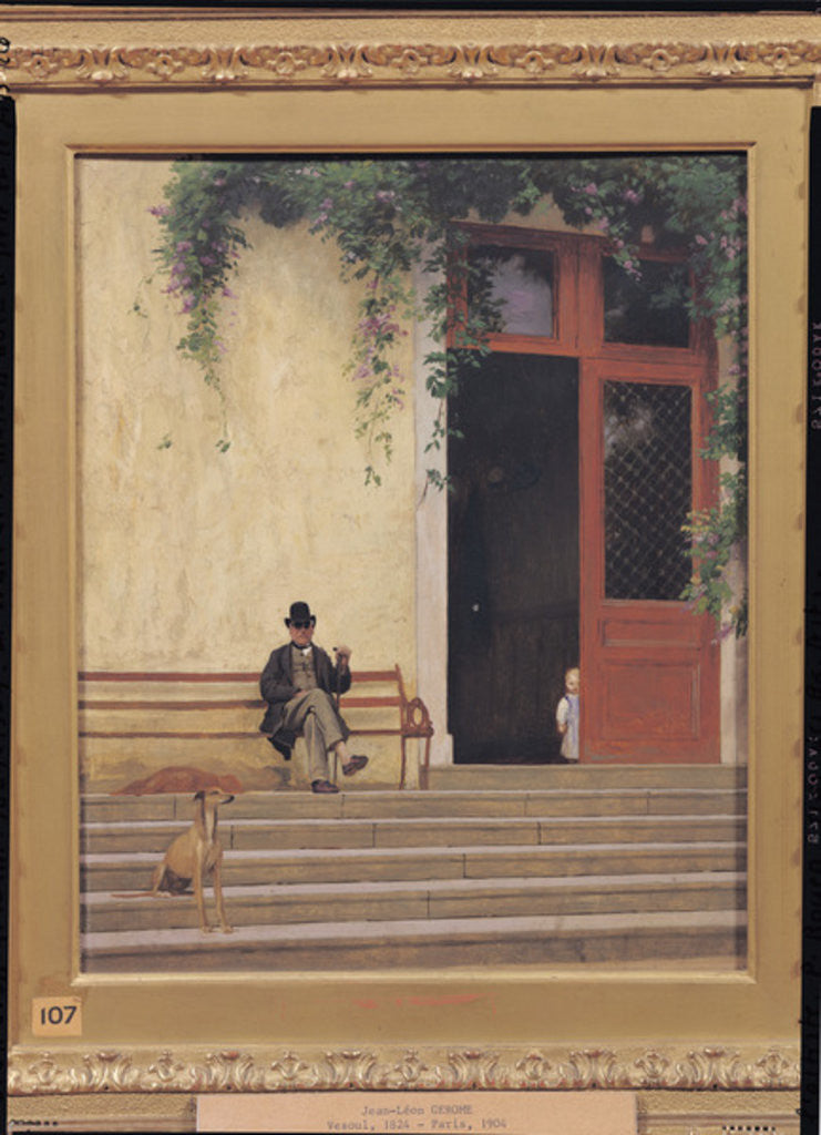 Detail of The Artist's Father and Son on the Doorstep of his House by Jean Leon Gerome