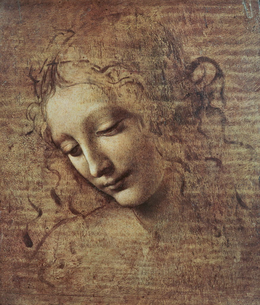 Detail of Head of a Young Woman with Tousled Hair or, Leda by Leonardo da Vinci