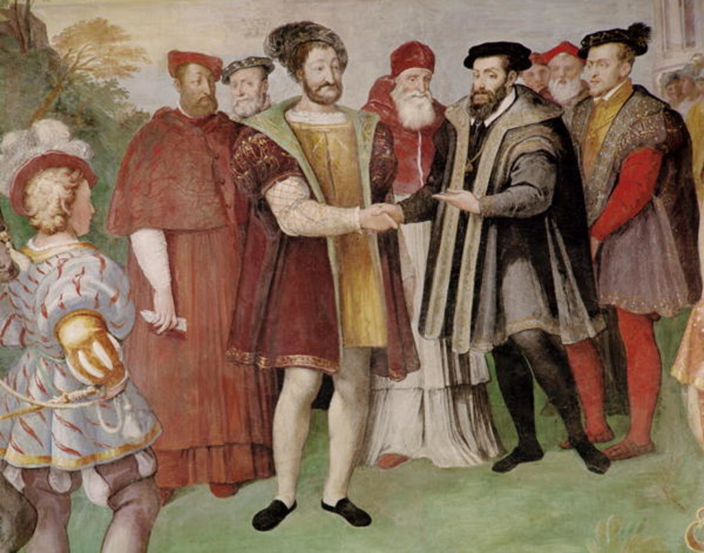 Detail of The Truce of Nice between Francis I and Charles V from the 'Sala del Consiglio Trento' by Taddeo & Federico Zuccaro