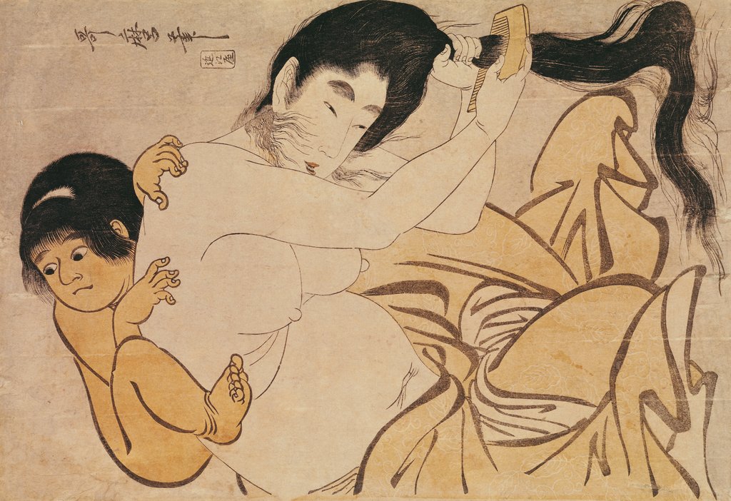 Detail of Yama-Uba, the Woman of the Mountain, with Kintoki, her Baby by Kitagawa Utamaro