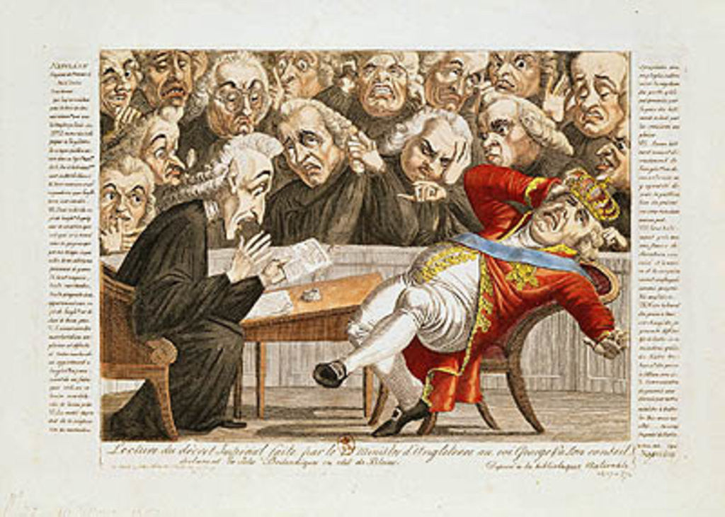 Detail of The English Minister Reading the Imperial Decree to George III Declaring that the British Isles are Subject to a Blockade by French School