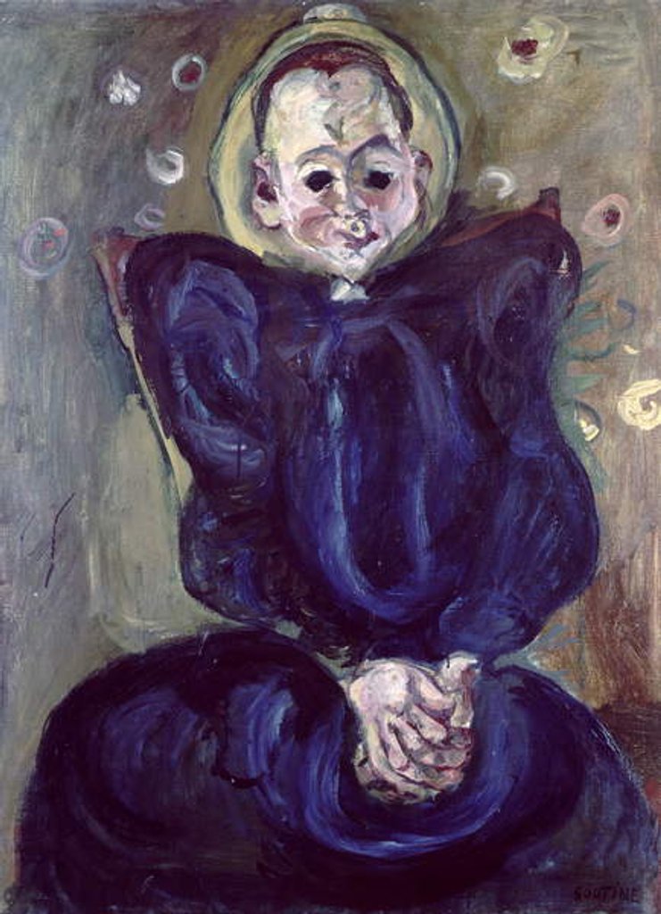 Detail of Woman in a blue dress by Chaim Soutine