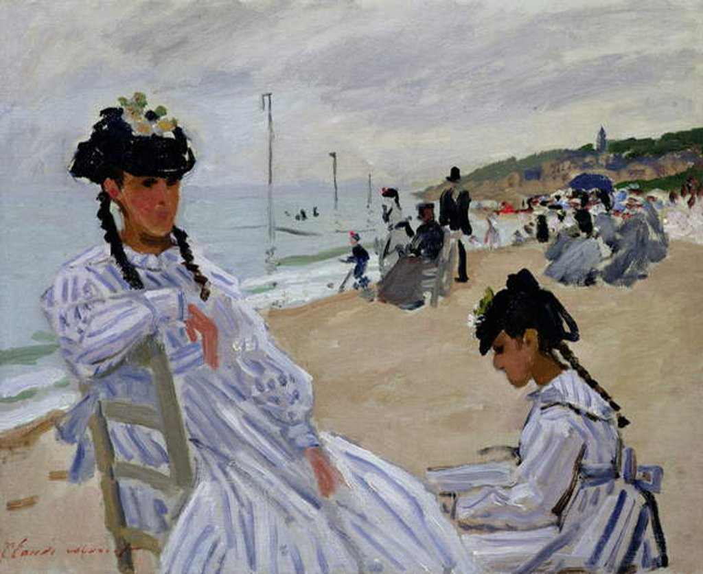 Detail of On the Beach at Trouville, 1870-71 by Claude Monet