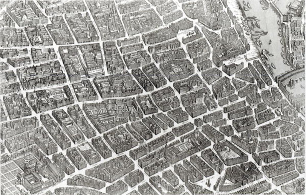 Detail of Plan of Paris by Louis (after) Bretez