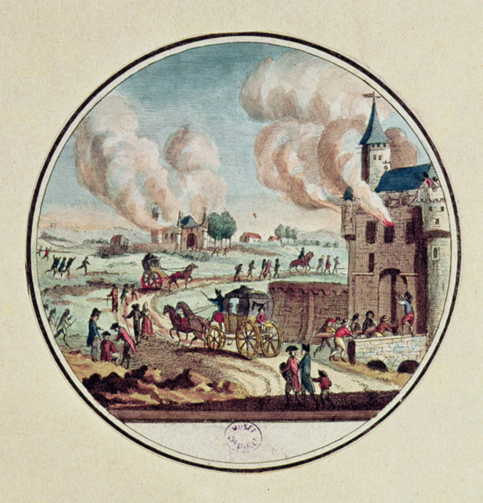 The Pillage and Destruction of Chateaux and the Emigration of Princes and Courtiers in July 1789 by French School