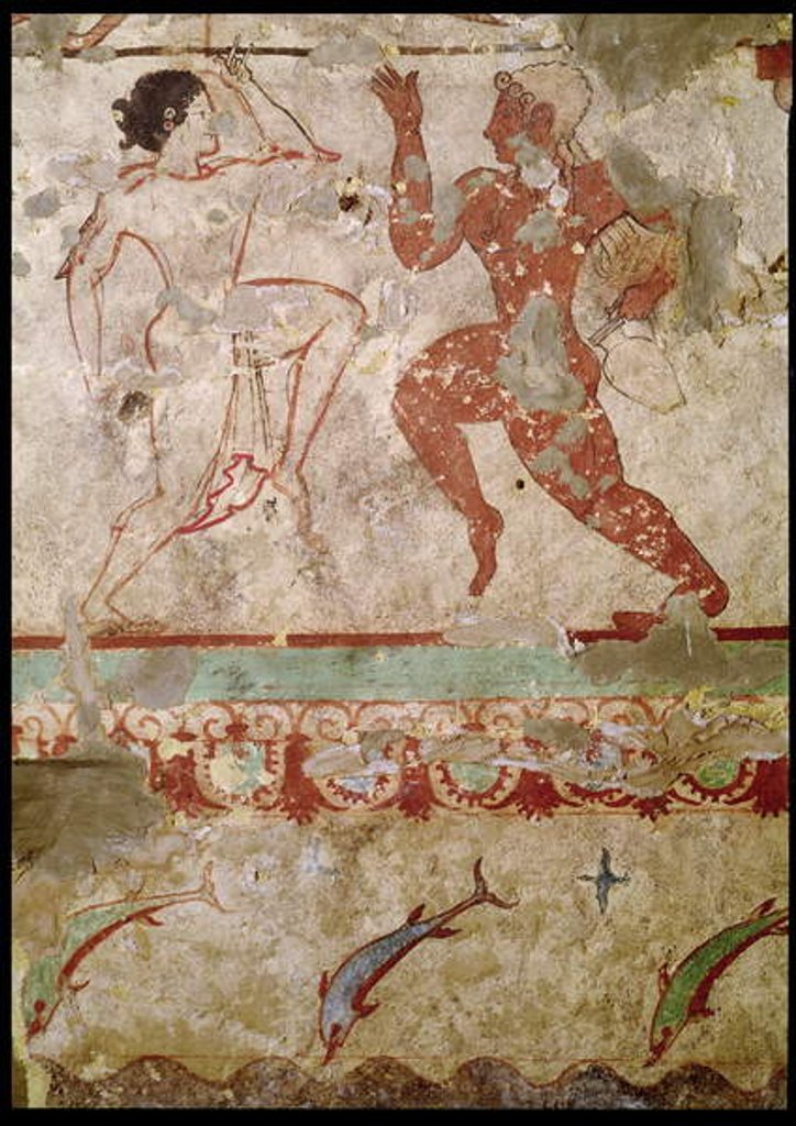Detail of Two Dancers and Dolphins Leaping through Waves by Etruscan