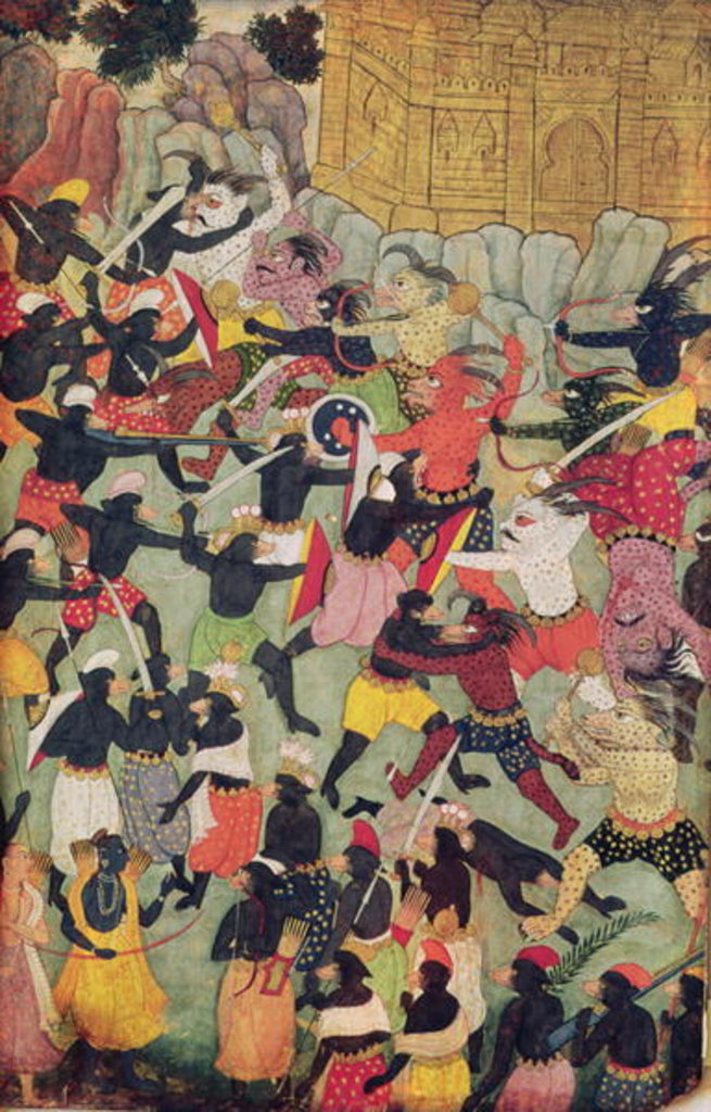 Detail of Battle Between the Armies of Rama and Ravana, Moghul by Indian School