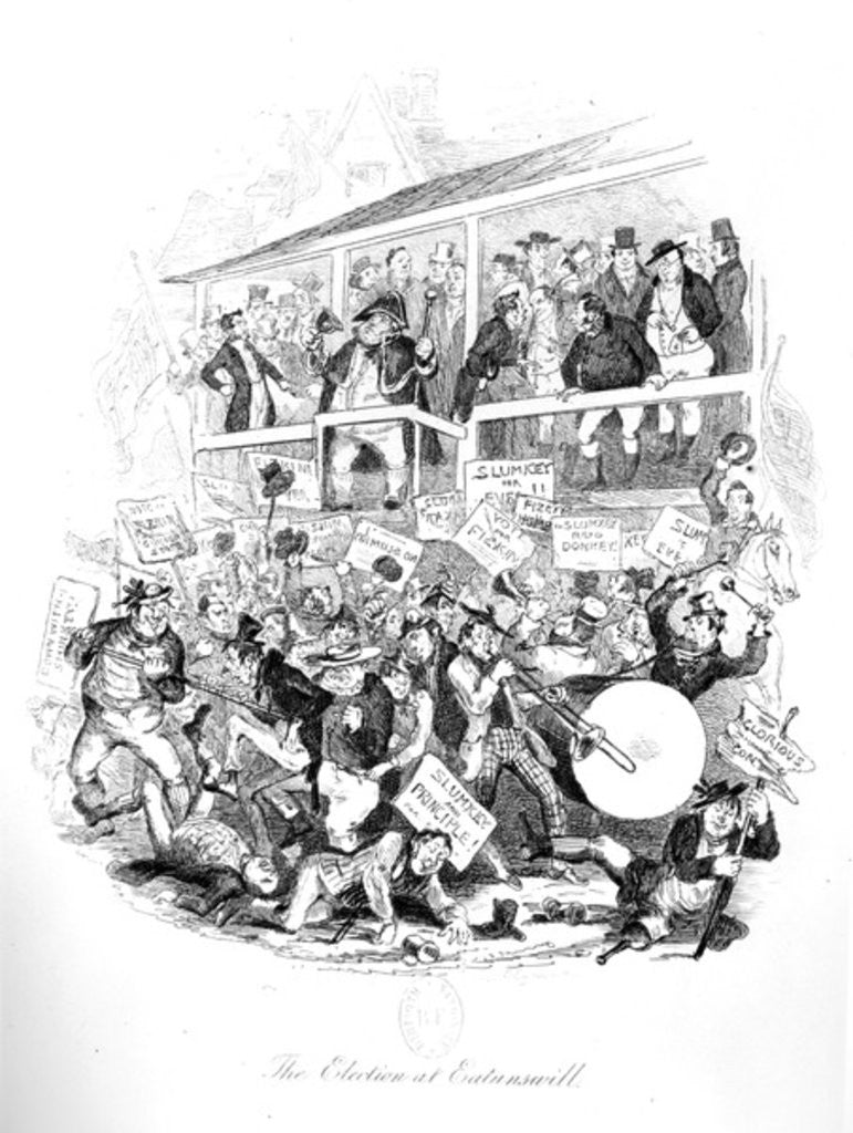 Detail of Mr Pickwick on Election Day at Eatenswill by Hablot Knight Browne