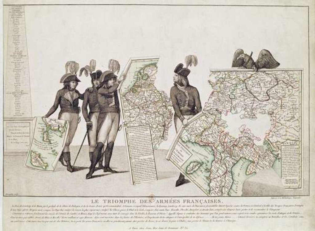 The Triumph of the French Armies, Napoleon and his Generals Holding Maps of their Victories at the Time of the Peace of Loeben by Antoine Maxime Monsaldy