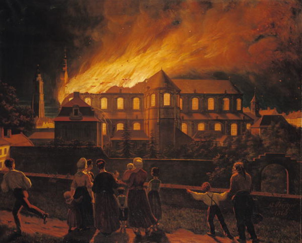 Detail of Fire at Cambrai Cathedral, 9th September 1859 by Abel Berger