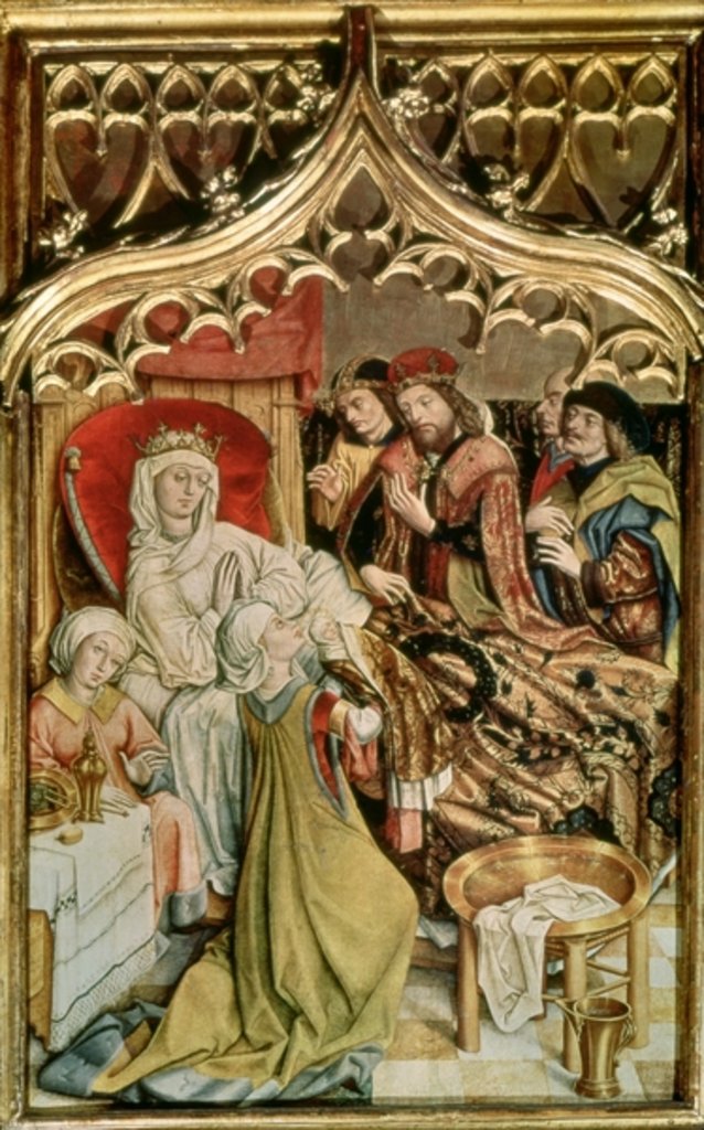 Detail of The St. Elizabeth Altarpiece, detail depicting the birth of St. Elizabeth 1474-77 by Master of the Legend of St. Elizabeth